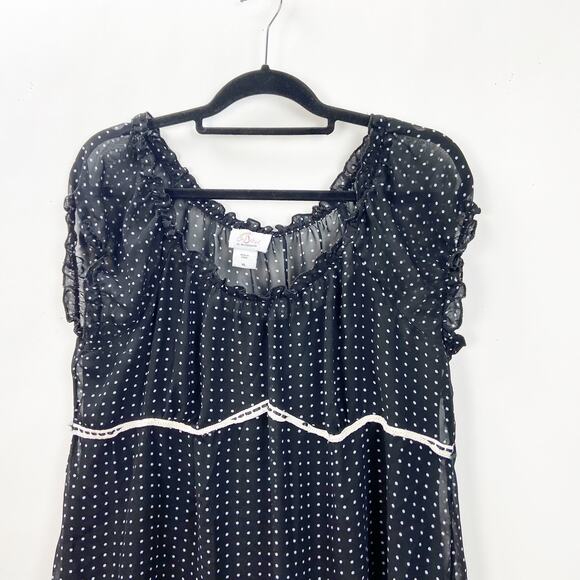 Oh Baby! Motherhood Maternity XL Womens Black Polka Dot Babydoll Blouse Top - Picture 2 of 8